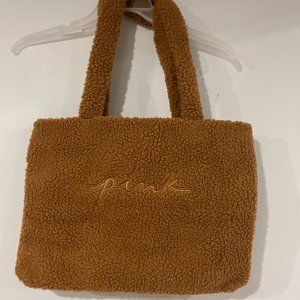 Victoria's Secret PINK Brown Plush Tote Bag - NEW